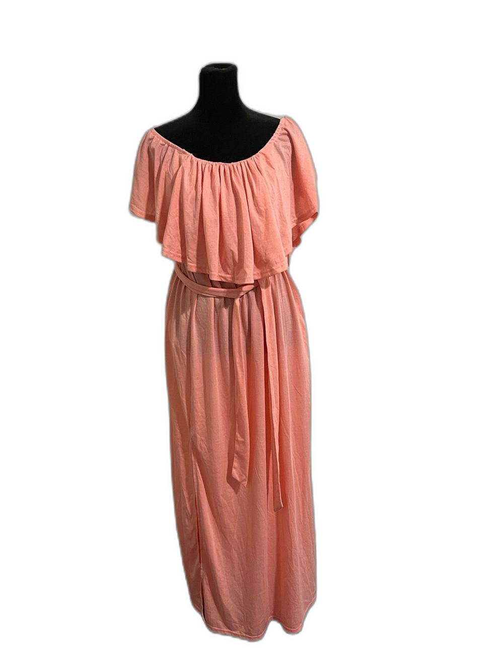 Pinup Fashion Coral Pink Off-Shoulder Maxi Dress Size 16 NWT